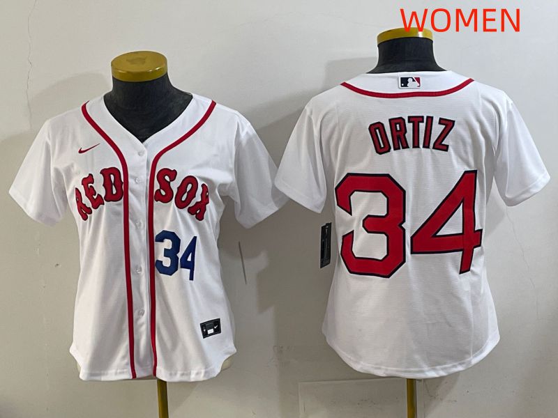 Women 2025 Boston Red Sox #34 Ortiz White Game Nike MLB Jersey style 5